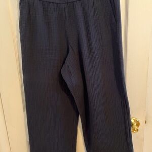 J. Jill Navy Blue Cotton Gauze Cropped Pants